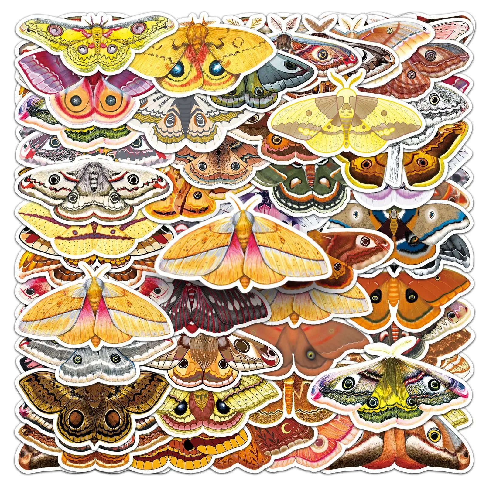 10/30/50PCS Moth Cartoon Stickers Insect Graffiti Sticker DIY Decoration Scrapbook Luggage Laptop Guitar Phone Bike Decals Toy