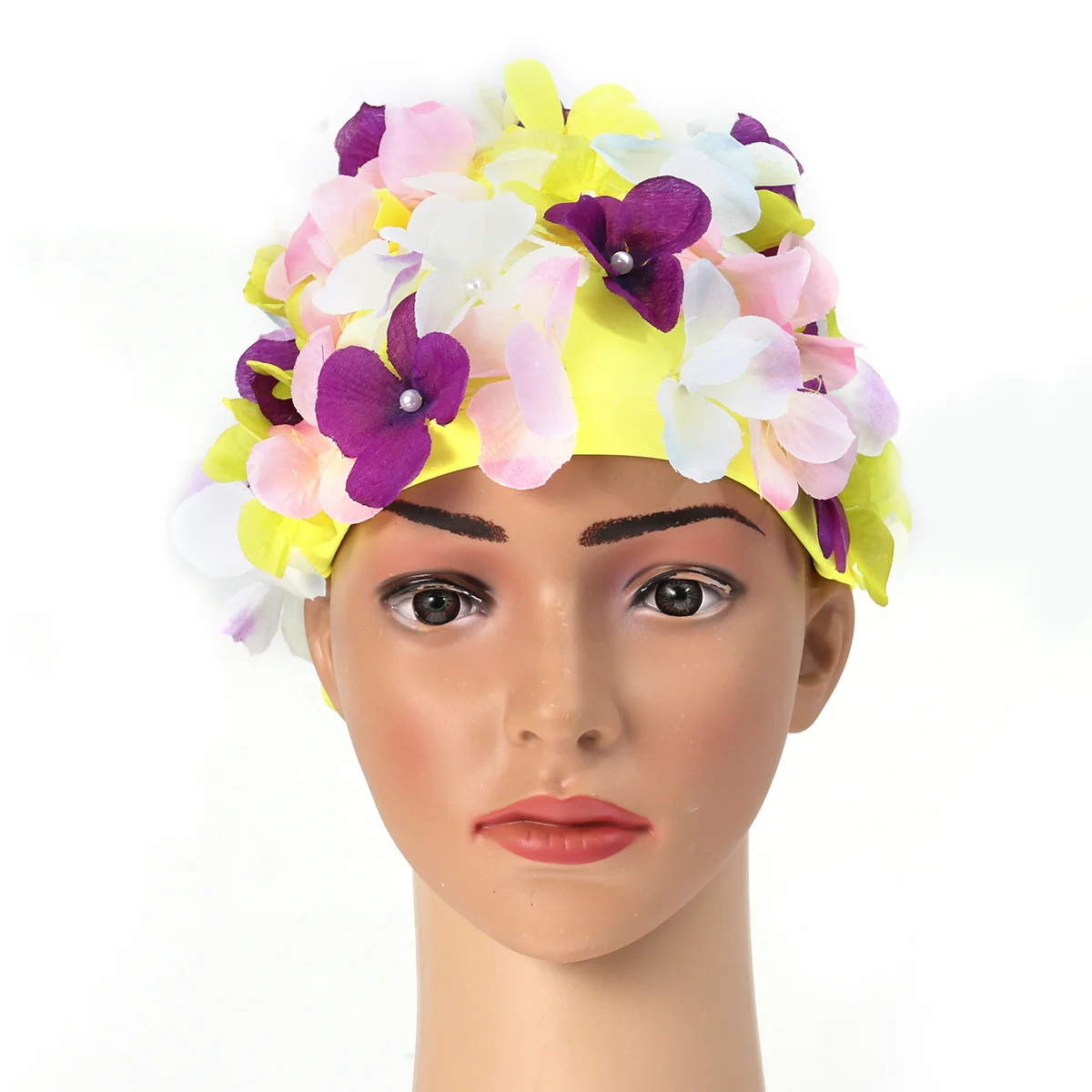 

3D Flower Petal Swimming Cap For Women Size L Colorful Reusable Soft Anti-Slip Bathing Hat Swimming Caps Flower Swim Cap