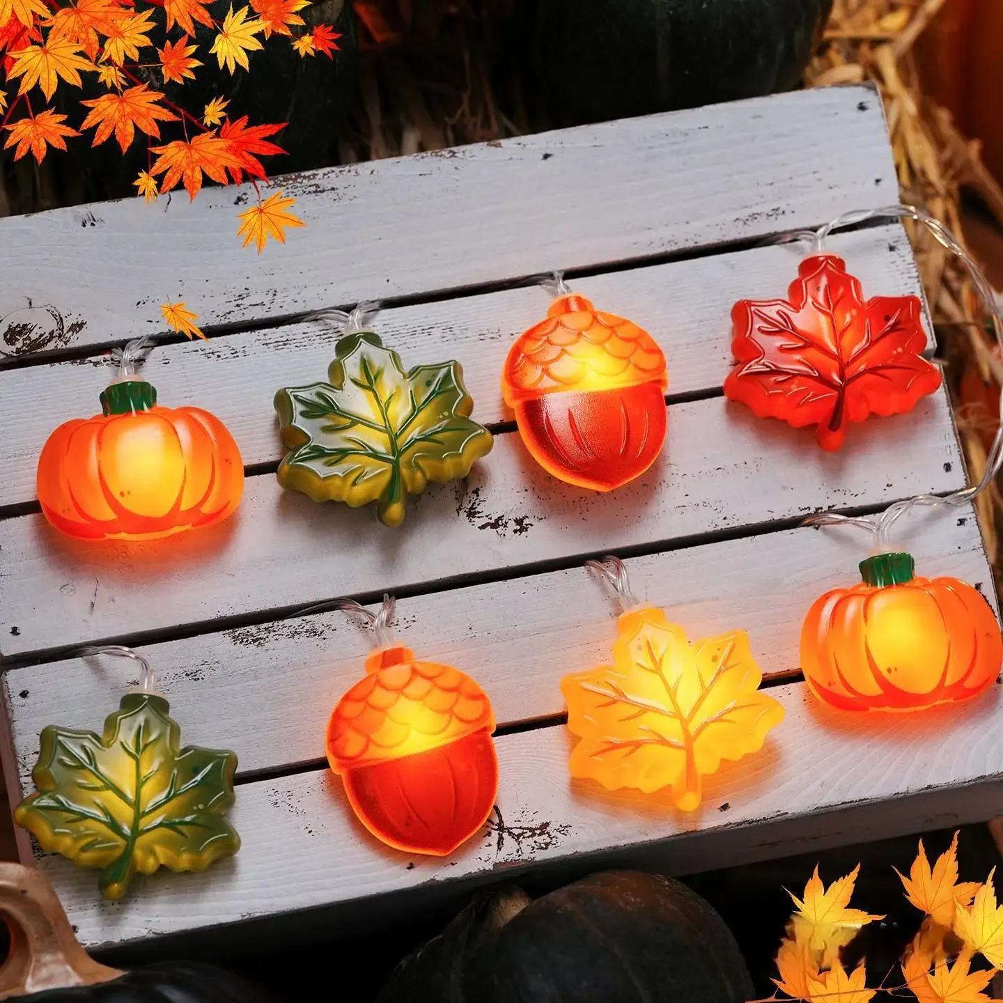 Halloween LED Kürbis Nuss Ahornblatt Lichterkette Home Weihnachten Party Dekoration Hängelampe Requisiten Thanksgiving Geschenk