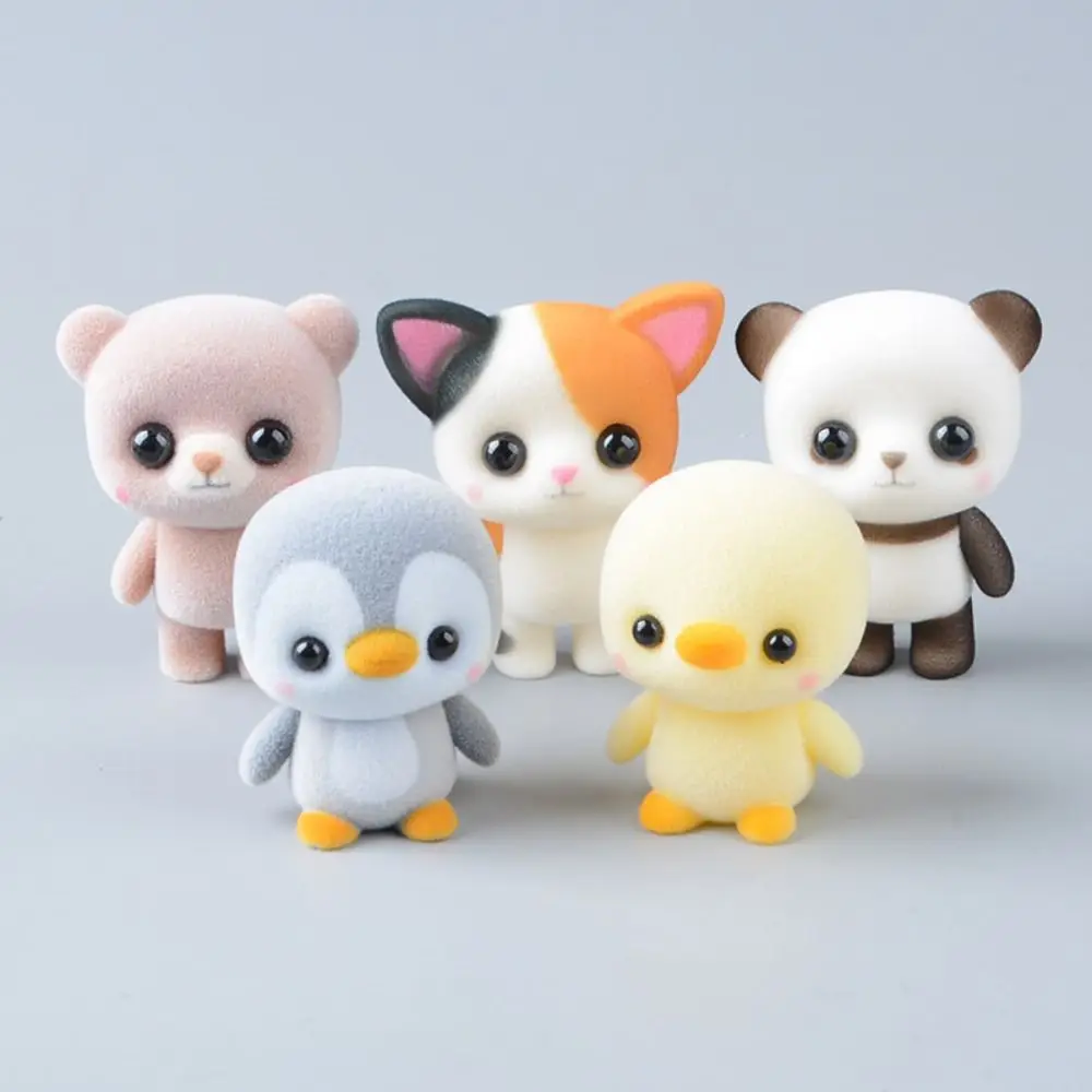 Miniature Figurines Flocking Anime Action Figure Rabbit Duck Bjd Animals Model Dolls Panda Kawaii Collectiable Decoration