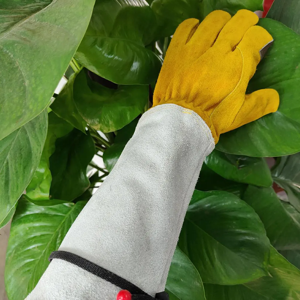 

Садовые перчатки из воловьей кожи, устойчивые к проколам, длинная трубка для обрезки XL44, золотисто-белые, 12,5 см, защитные рабочие перчатки для посадки, домашнее использование