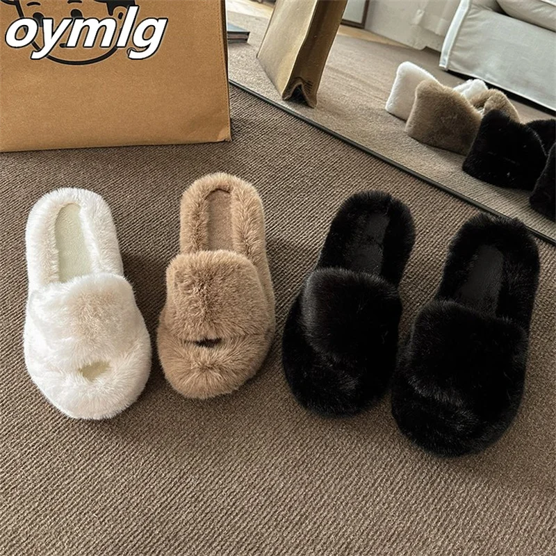Matsu Cake Plush Slippers for Women Outwear 2023 Autumn/Winter New High Heel Wedge and Small Cotton Slippers for Women