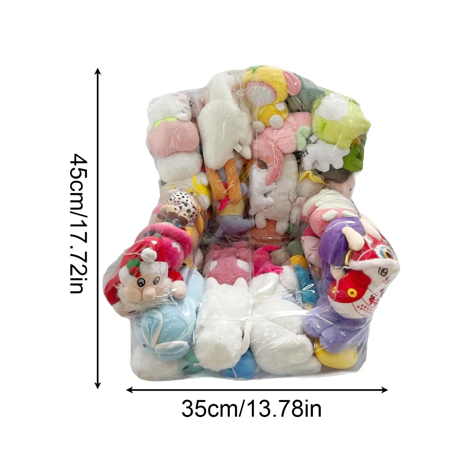 Clear Stuffed Animal Bean Bag Chair Cover Stuffable Chair Sleeve PVC Waterproof Plush Toy Organizer Pouch For Kids Home Bedroom view 6