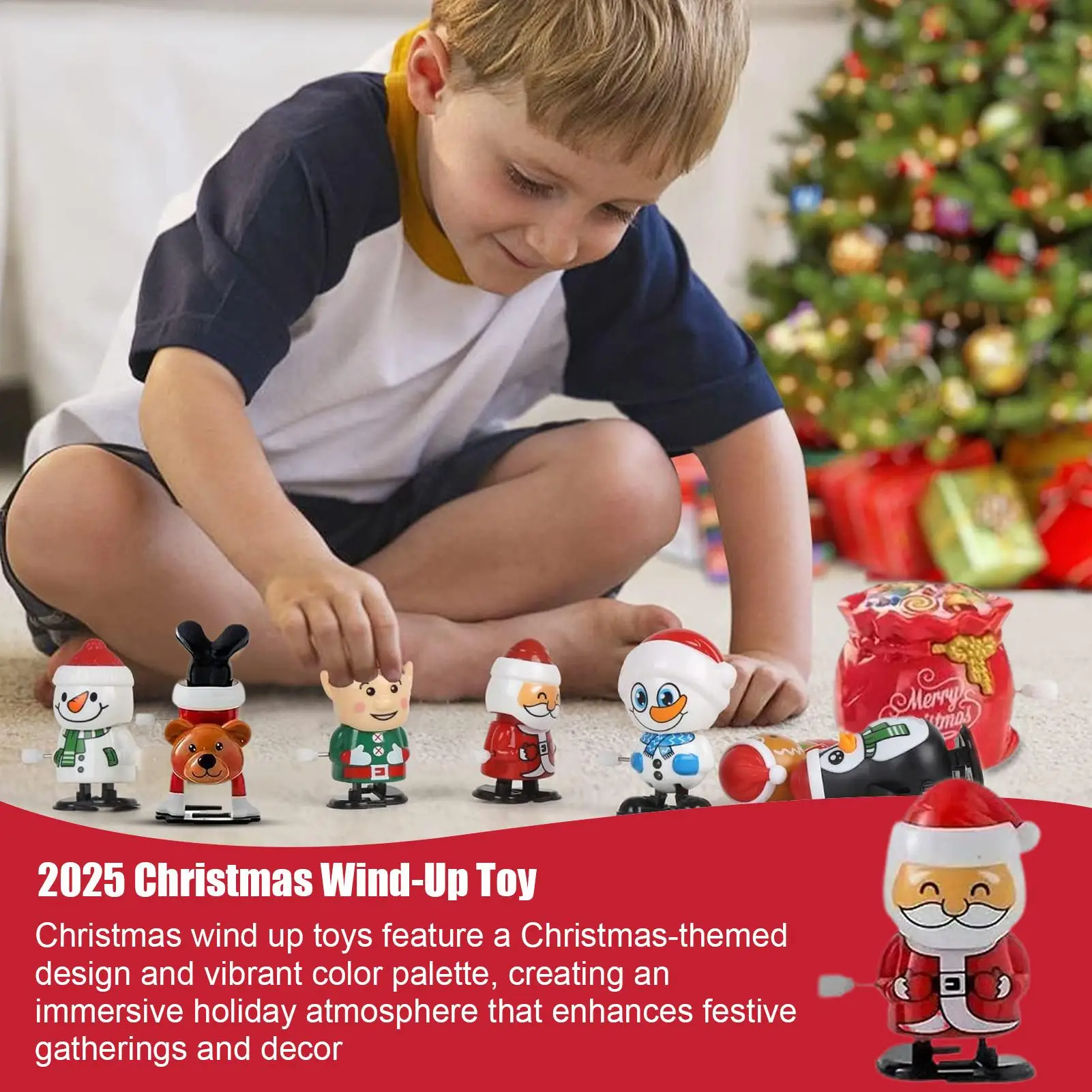 Wind Up Christmas Toys 12 Pieces Small Festival Wind Up Game Funny Christmas Educational Toy For Boys Girls Holiday Party