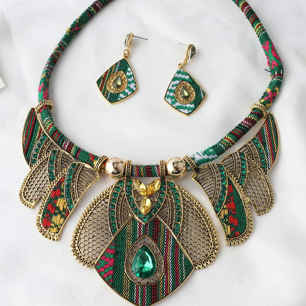 

Chunky Bohemian Necklace Earring Set Costume Jewelry Sets For Fashion Necklace Sets Jewelry Set Statement Necklace