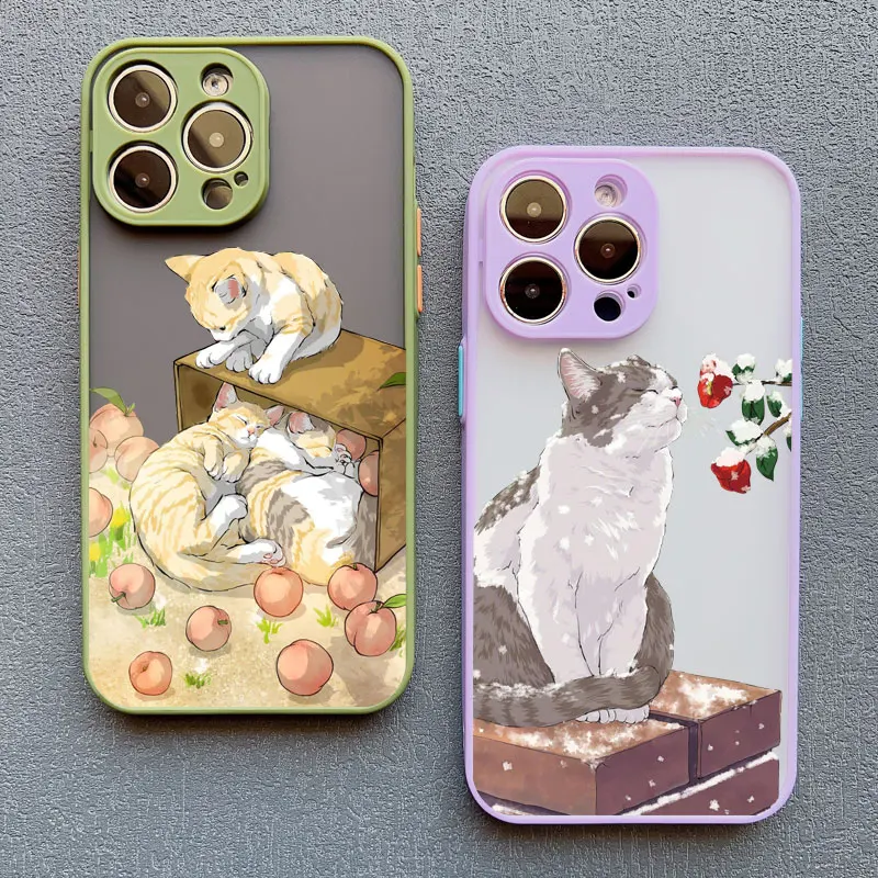 Niedliche Katzen-Blumen-Hülle für iPhone 17 16 15 14 Plus Pro Max 13 12 11 Pro Max Mini 16 Plus X XR XS Handyhüllen Stoßfeste Schutzhülle – Detail 13