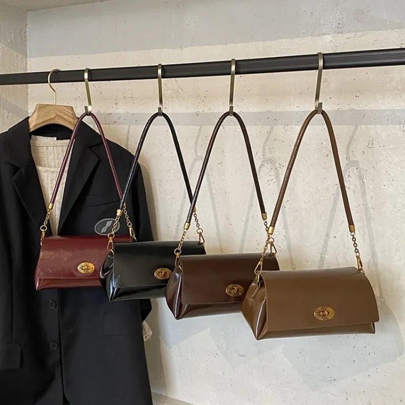 

Повседневная простая элегантная кожаная сумка для подгузников для женщин, большая вместительная текстурированная оригинальная ретро-сумка через плечо