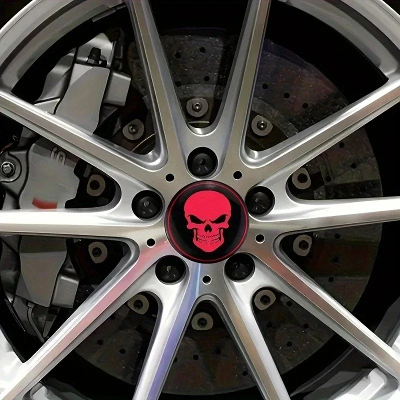 4Pcs 56mm Skeleton Skull logo Car Wheel Center Hub Caps Stickers For Honda Odyssey KIA Toyota Subaru Volkswagen BMW ford audi