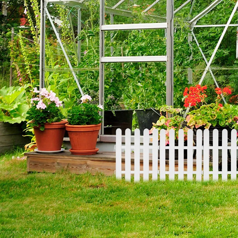 

2pcs White Plastic Garden Lawn Edging Decorative Outdoor Fence Yard Border Reusable Pvc Fencing Pet Dog Netting Pool Garden