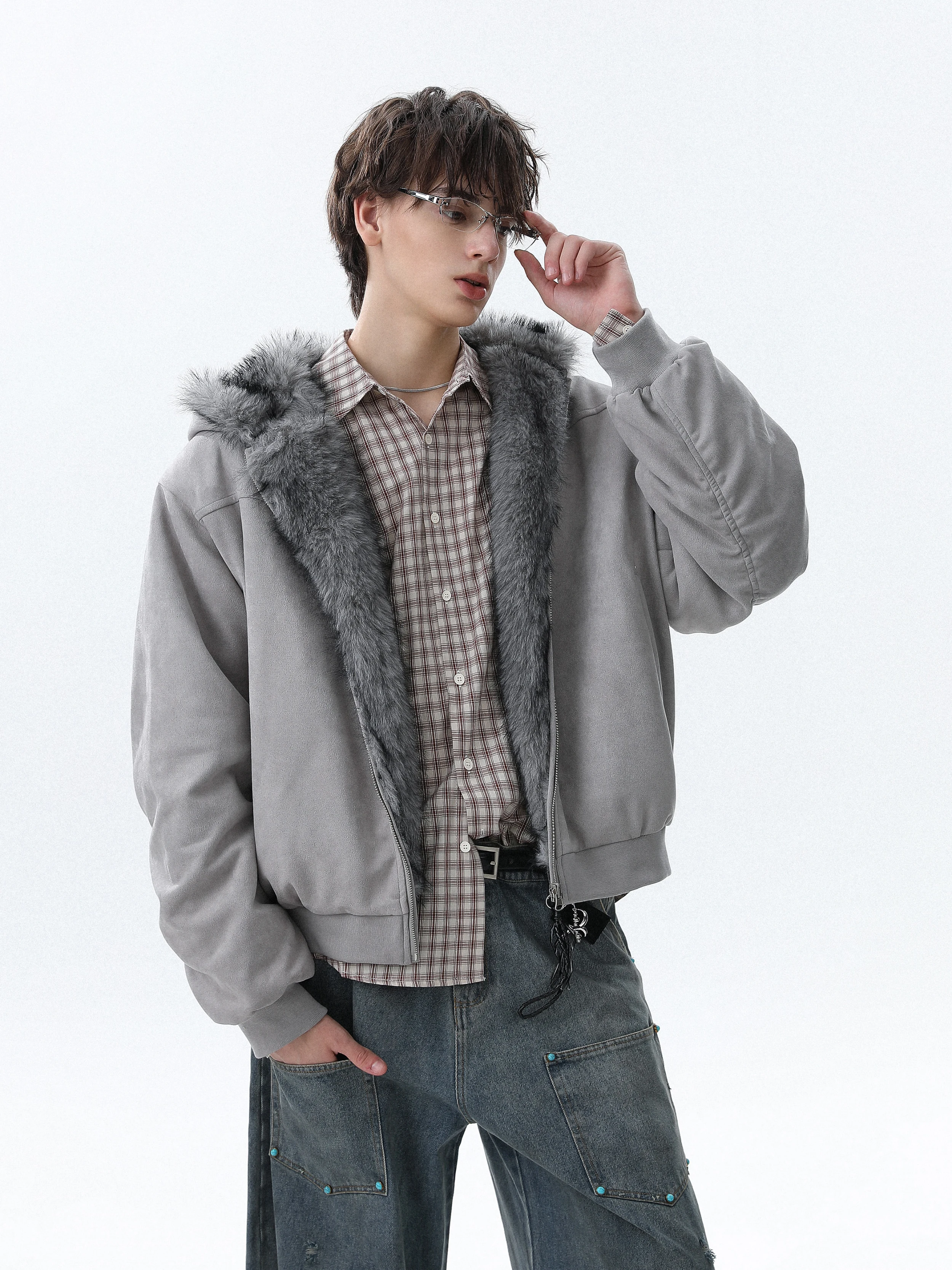 American Retro Reversible Hooded Cotton Jacket for Men 2025 Winter Fashion Trend Loose Thickened Warm Coat