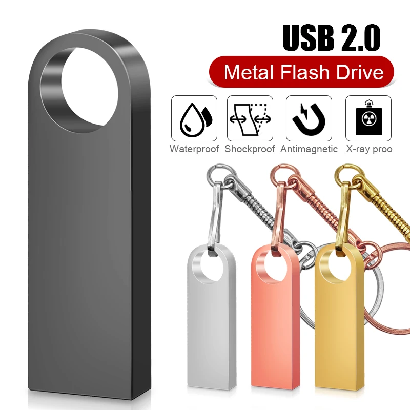 100pcs/lot Custom Logo USB Flash Drive Metal Usb Memory Stick 2.0 PenDrive 64GB 32GB 16GB 8GB Usb Flash Drives for Photography