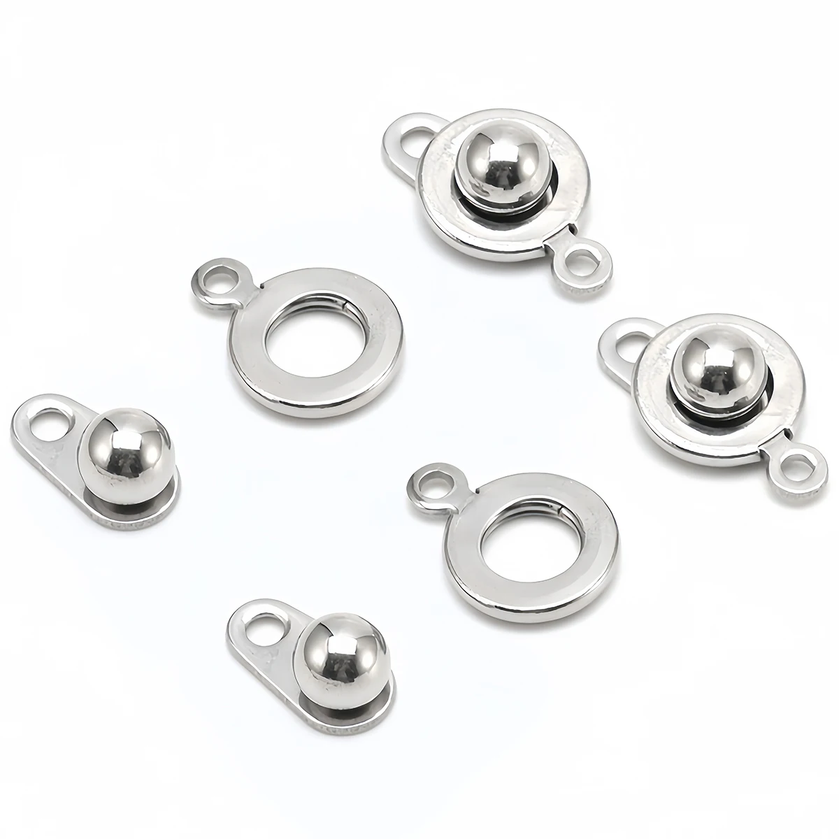 3/10 Stück Edelstahl-Druckknopfverschlüsse, drehbarer Kugelgelenkverschluss für DIY-Halsketten-, Armband- und Schmuckherstellung – Detail 4