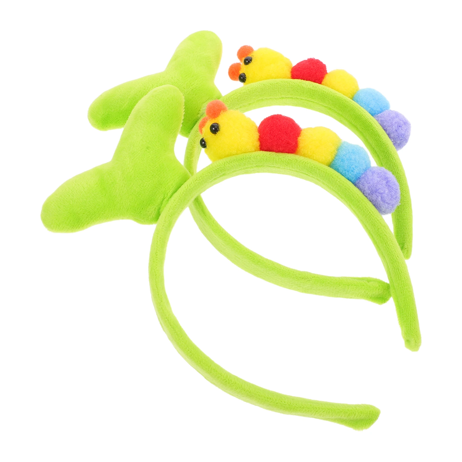 

2 Pcs Bean Sprouts Cartoon Caterpillar Hairband Miss Fabric Cute Animal Headbands