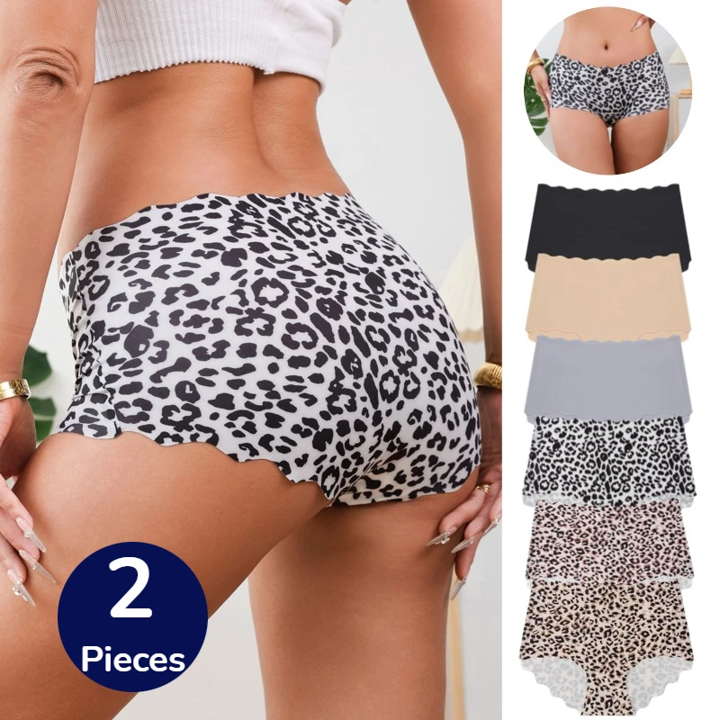 BZEL 2 uds bragas de mujer sin costuras lencería Sexy femenina bragas de cintura alta señoras transpirable leopardo de talla grande ropa interior Hot Sal