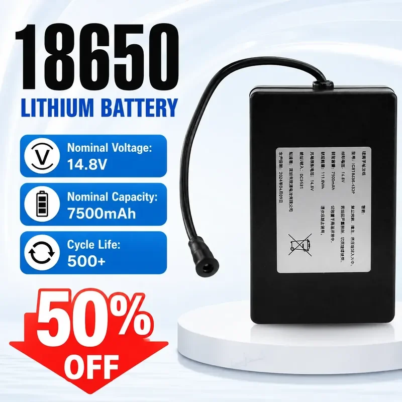 

For 18650 Lithium Battery 14.8V 7500mAh Large Capacity Electric Vehicle Battery Balance Car Sweeper Power Battery
