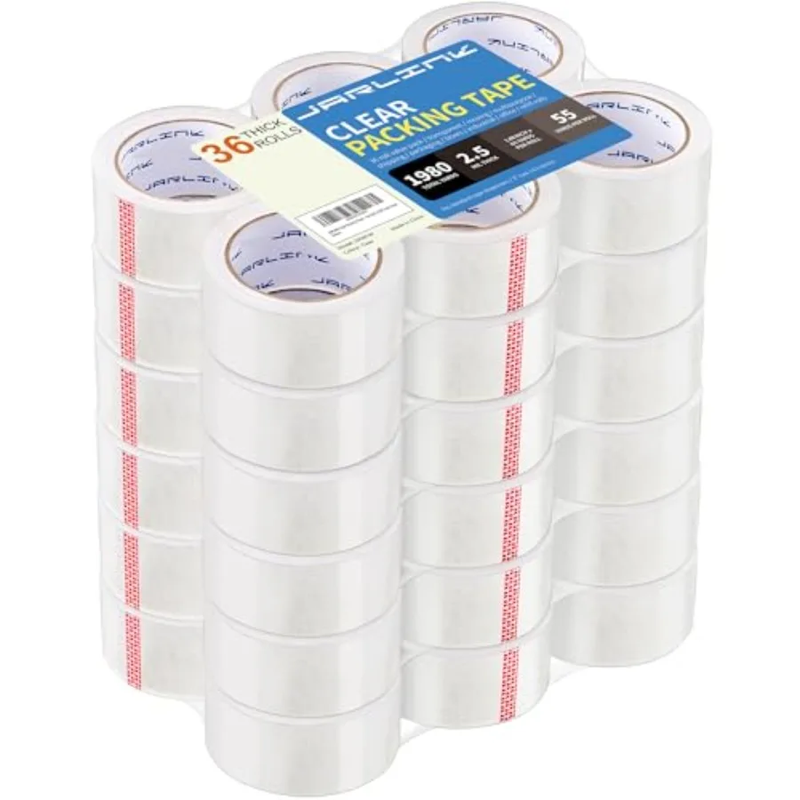 

Clear Packing Tape Rolls Heavy Duty Packaging Tape for Shipping Packaging Moving Sealing 1.88 Inch Wide 55 Yards Per Roll 1980