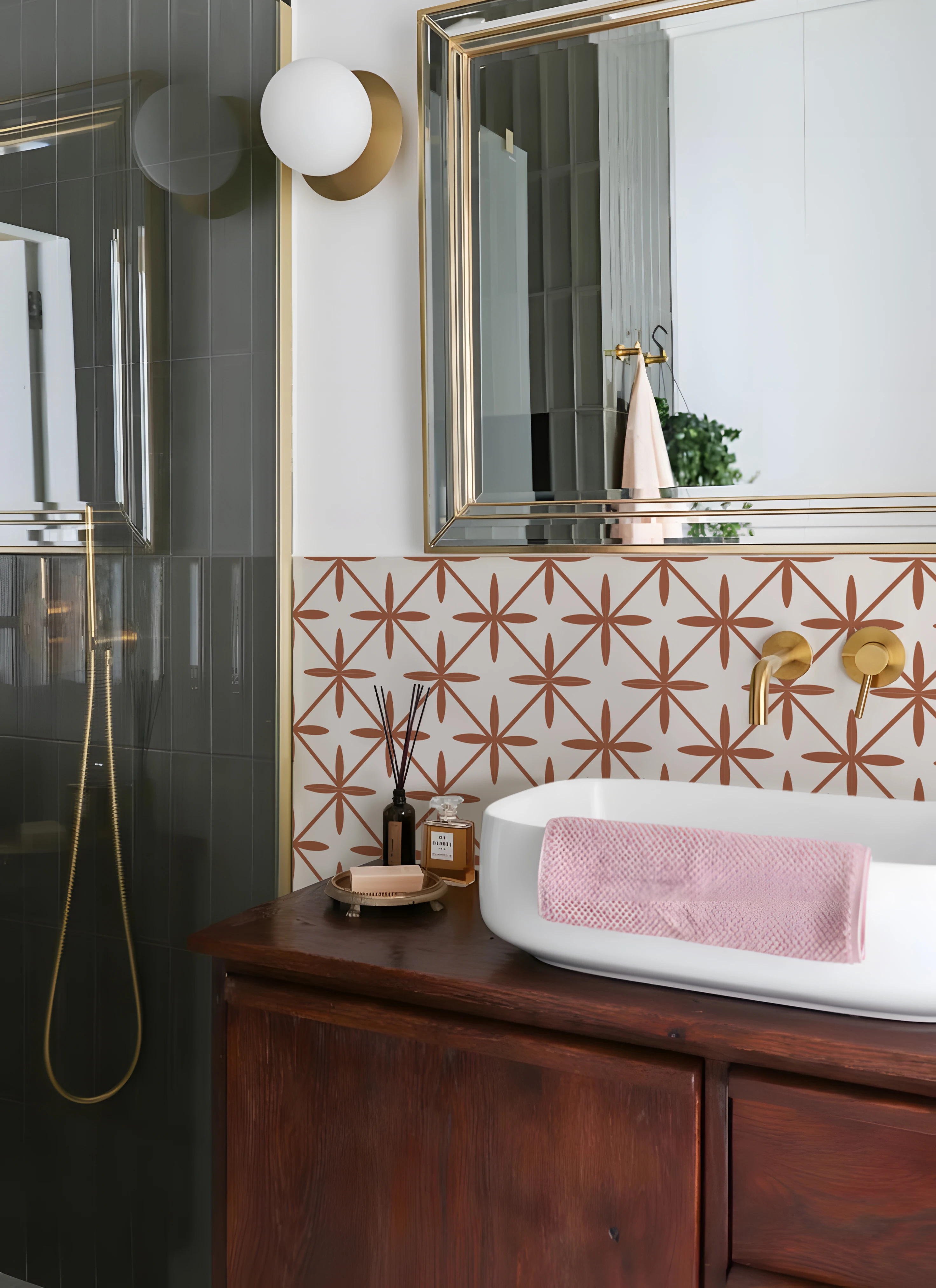 Boho Style Tile Sticker Traditional DIY Murals,Tile Waterproof Oil Proof Removable Decals for Bathroom & Kitchen Backsplash