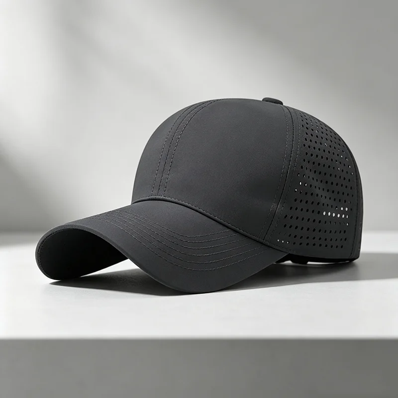 Custom Men Breathable Laser Cut Perforated Baseball Cap Running Golf Hat Adjustable UV Protection Sun Visor Cap for Women