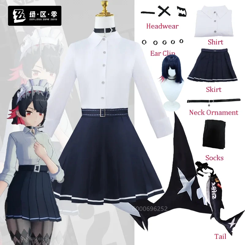 

Zenless Zone Zero Ellen Joe Cosplay Costume JK School Uniform Dress Tail Halloween Party Set Outfit Adult Girls Anime Roleplay