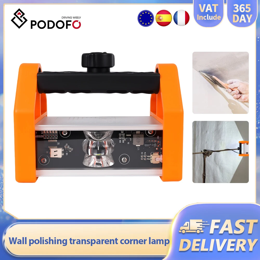 Lampada angolare trasparente per lucidatura a parete Podofo, 5 livelli di luminosità, lampada LED speciale di importazione, strumento ausiliario per lucidatura e verniciatura.