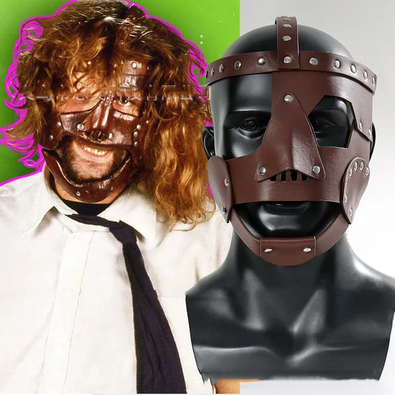 WWE 가죽 마스크 조정 가능한 크기 Mick Foley Headwear 남성 여성을위한 할로윈 가장 무도회 파티 소품