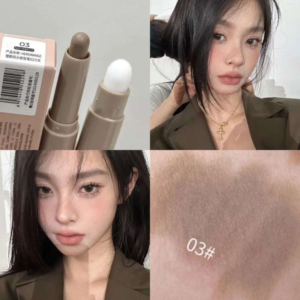 

1Pc Single Color Double Head Contour Stick Brushes Nose Shadow Waterproof Contour Pen Natural Three-dimensional Makeup Brush