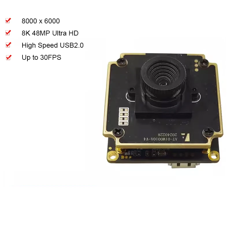 48MP Ultra HD High Speed USB2.0 Camera Module FF UVC Free Driver 8000 x 6000 USB Webcam for Document Scan,Industrial Inspection