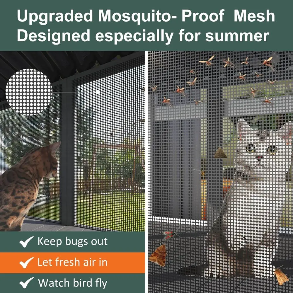 Expandable Mosquito-Proof Cat Enclosure, Indoor/Outdoor Perch House for Cats, Weather-Resistant, Insect-Free Comfort
