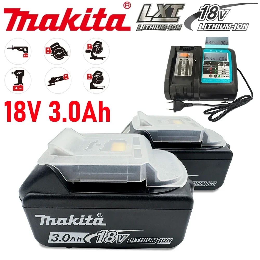 

Аккумулятор Makita 18 в 3000 мАч, для электроинструмента BL1830B BL1850B BL1850 BL1840B BL1860, сменный литиевый аккумулятор