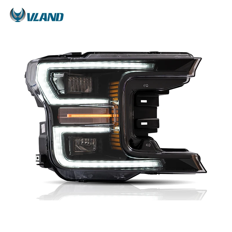 VLAND Full LED Headlamp Assembly 2018 2019 With Sequential Turn Signal Headlights for Ford F150 F 150 Front Head Light