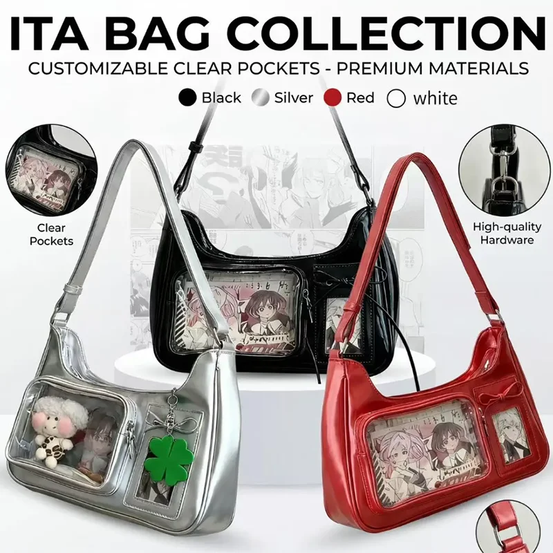 Y2k Harajuku Shoulder Bag Women Korean Transparent Ita Bag School Crossbody Bag Female Japanese Designer Preppy Handbag Purse