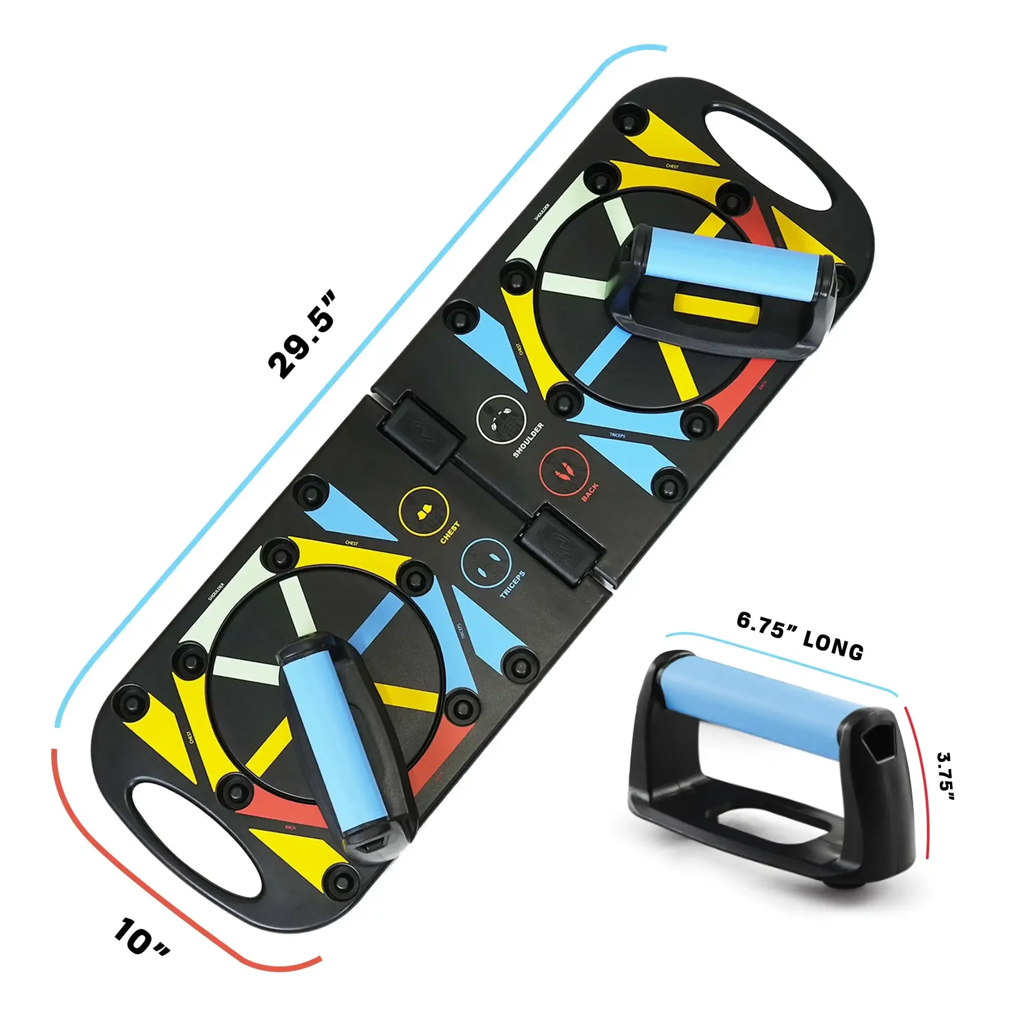 لوح رفع متعدد الوظائف مع دليل تجريب متعدد الألوان، تدريب قوة صالة الألعاب الرياضية المنزلية للصدر والذراعين والأساسية