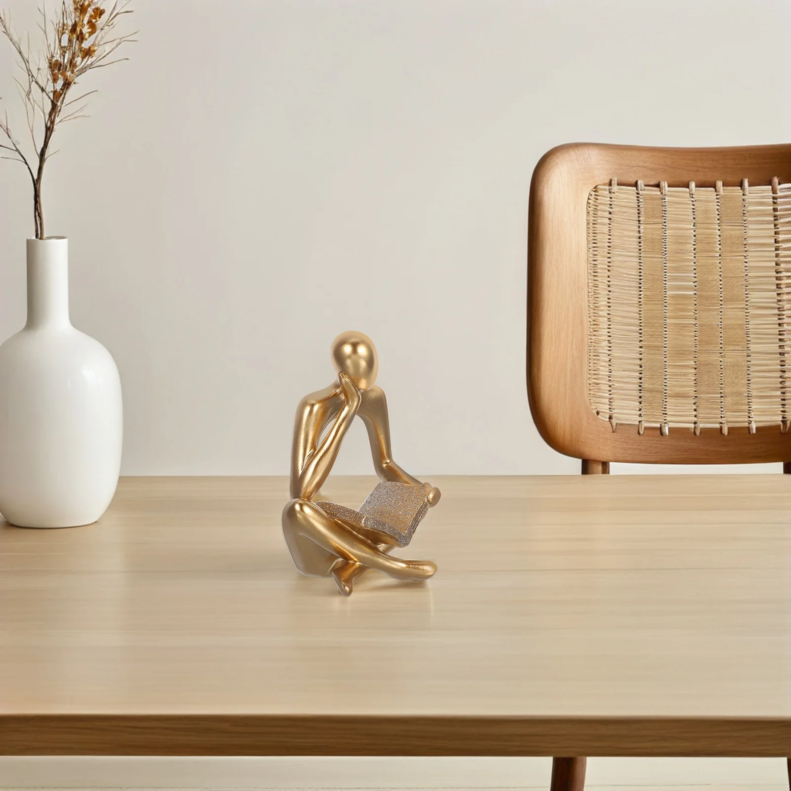 

Abstract Reading Statue Resin Sculpture Desktop Decoration Office Shelf Art Piece Modern Home Bookcase Ornament