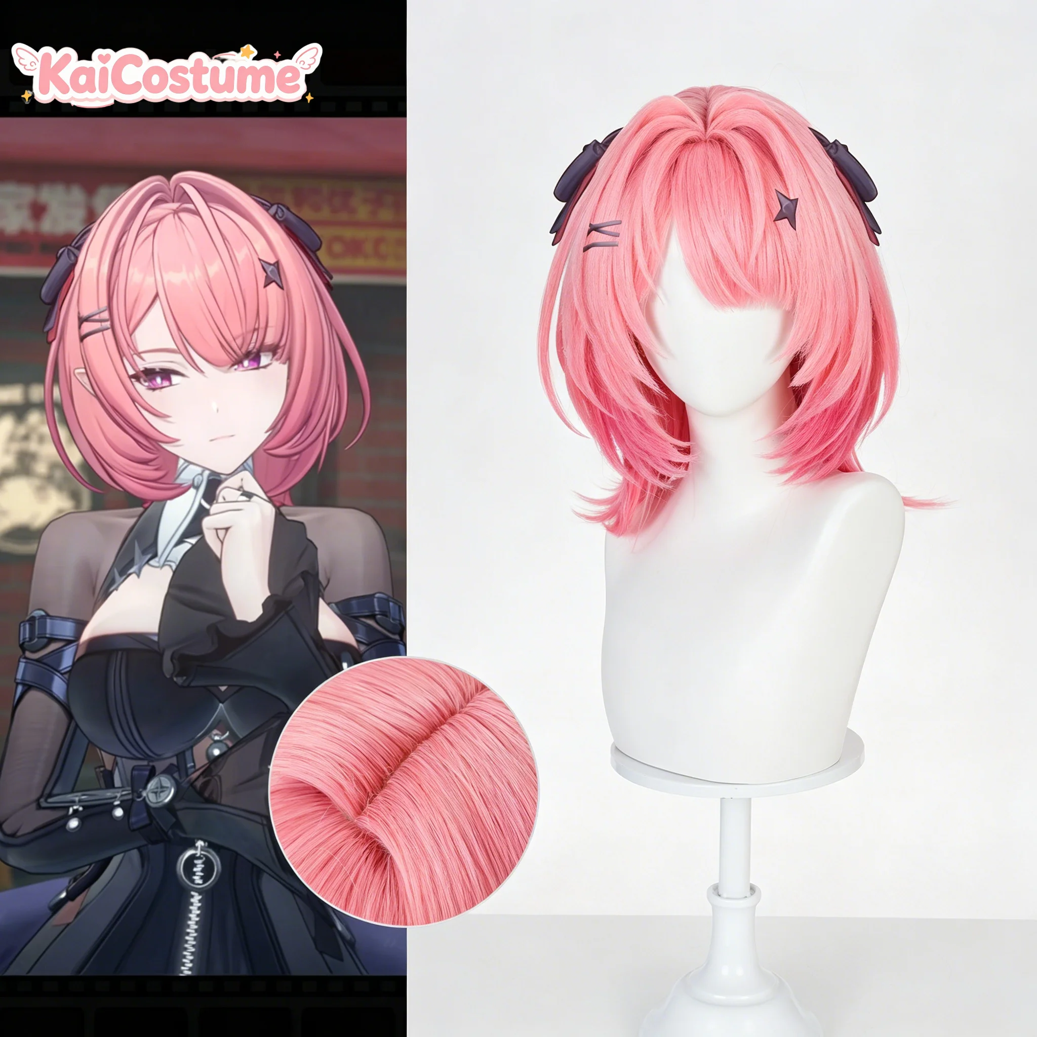 ZZZ Ramiel Cosplay Wig, In-Game Model Color Pink Short Hair With Realistic Scalp Top For Comic Con Halloween Role Play view 6