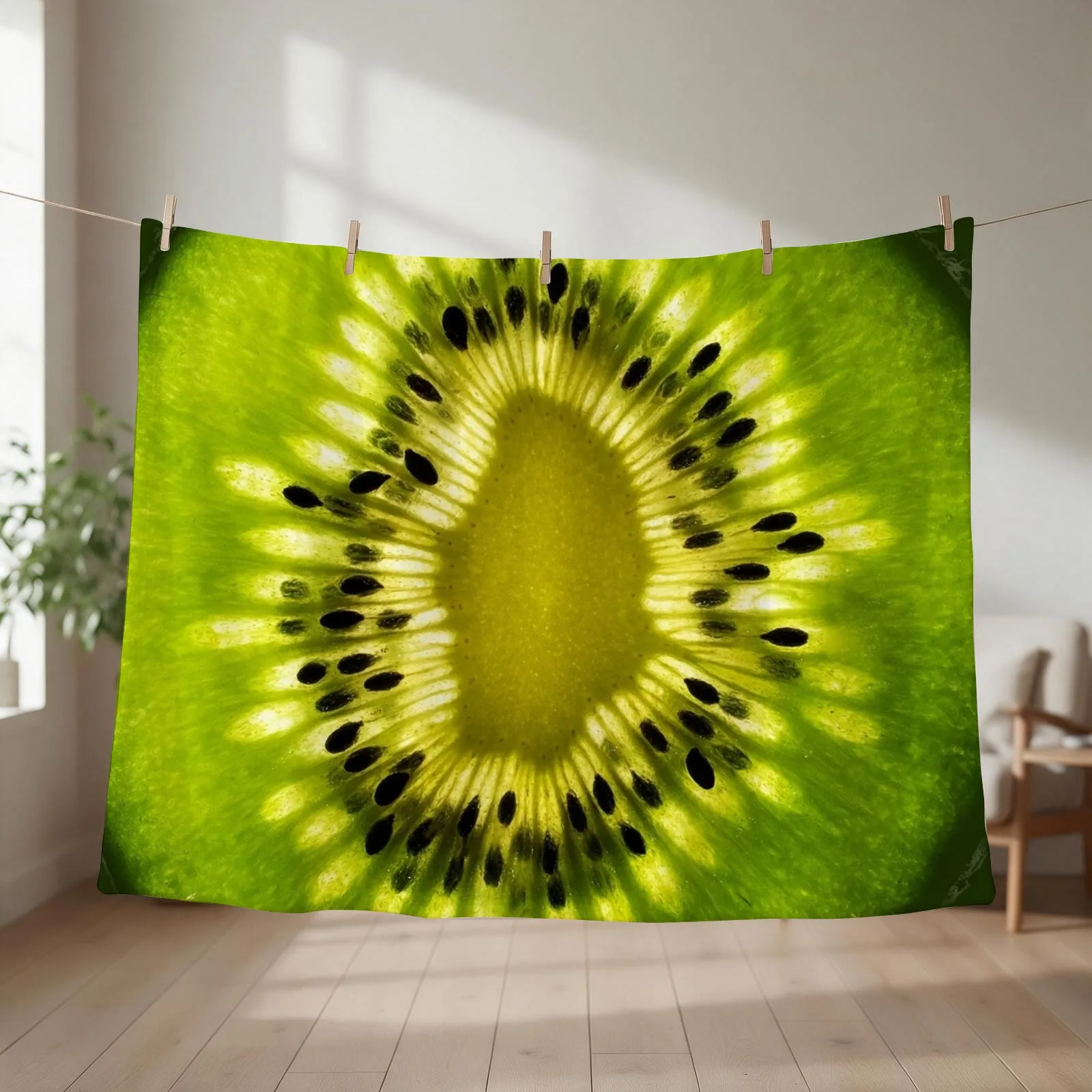 New Kiwi fruit theme based Throw Blanket couch cozy soft plush fuzzy picnic outdoor blanket