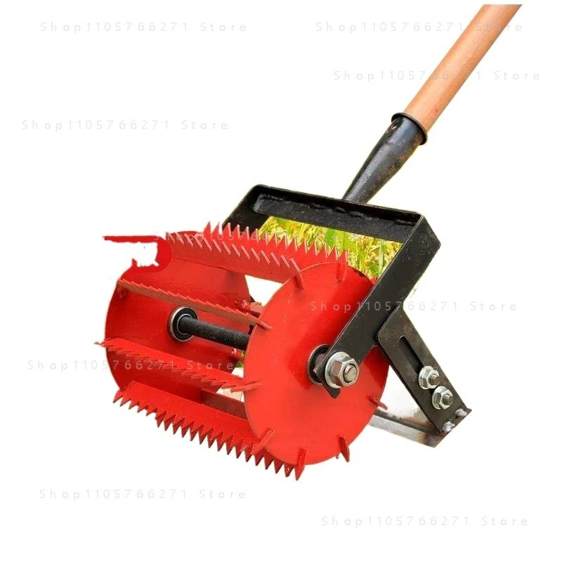 New wheeled weeding artifact hand push hoe soil loosening manganese steel quenching hoe serrated