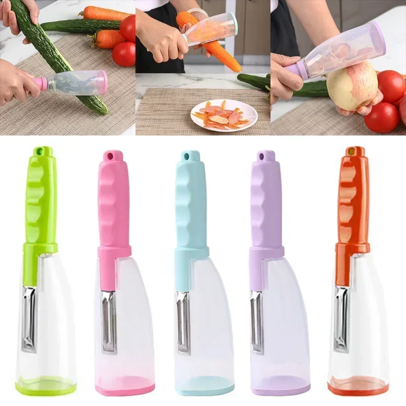 Peeler with Container Stainless Steel Multifunctional Fruit Knife with Storage Box for Vegetable Potato Home Kitchen Accessories