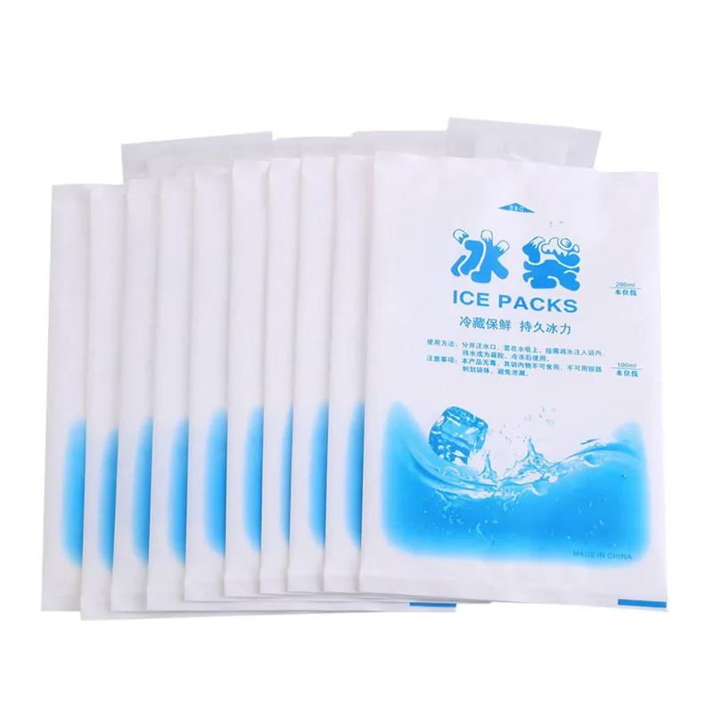 10Pcs Reusable Ice Bag Water Injection Icing Cooler Bag Keep Fresh Gel Dry Ice Pack Picnic Bag First Aid Pain Relief Ice Pack