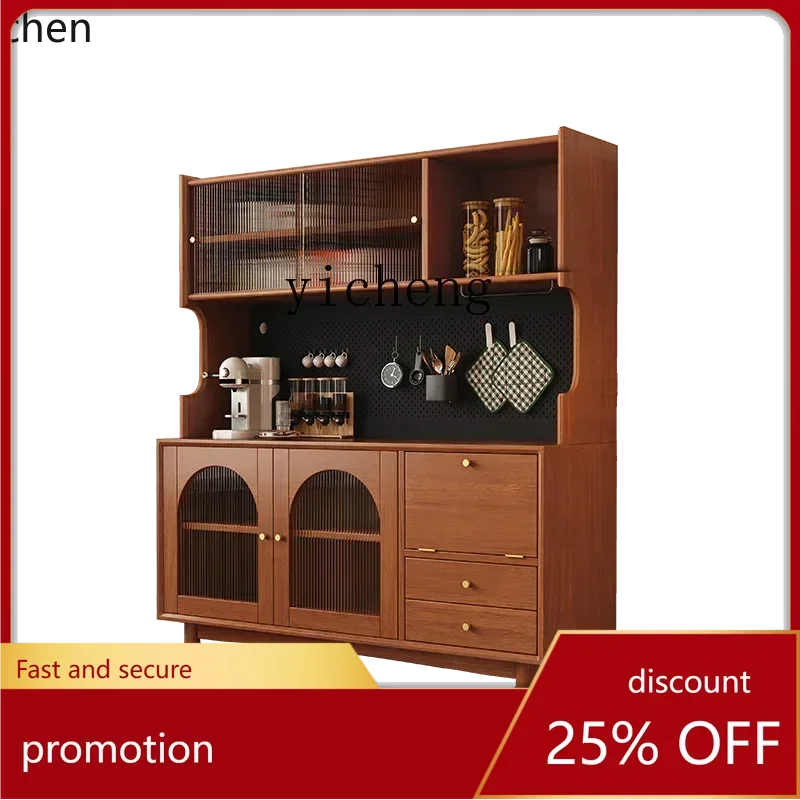 ZMLretro solid wood dining side cabinet integrated against the wall household kitchen cabinet medium antique living room