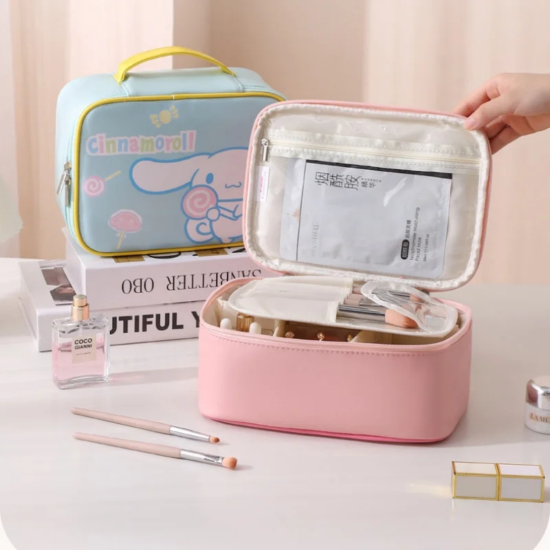 Genuine Sanrio Characters PU Makeup Bag for Women Large Capacity Waterproof Portable Commuter Travel Handbag Storage Bag - view 2