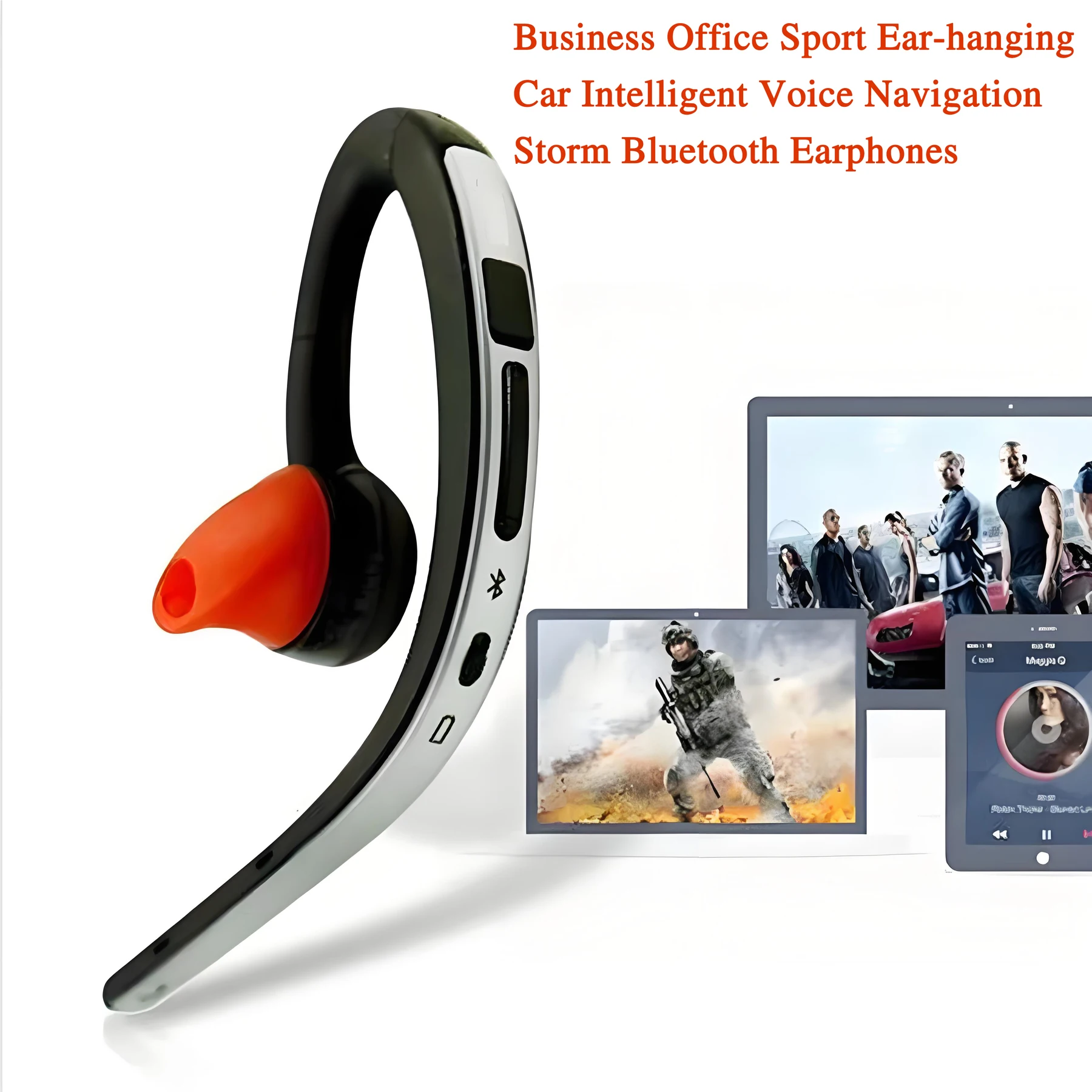 Storm Bluetooth Earphones Windproof Noise Reduction Business Office Sport Ear-hanging Car Intelligent Voice Navigation Headset