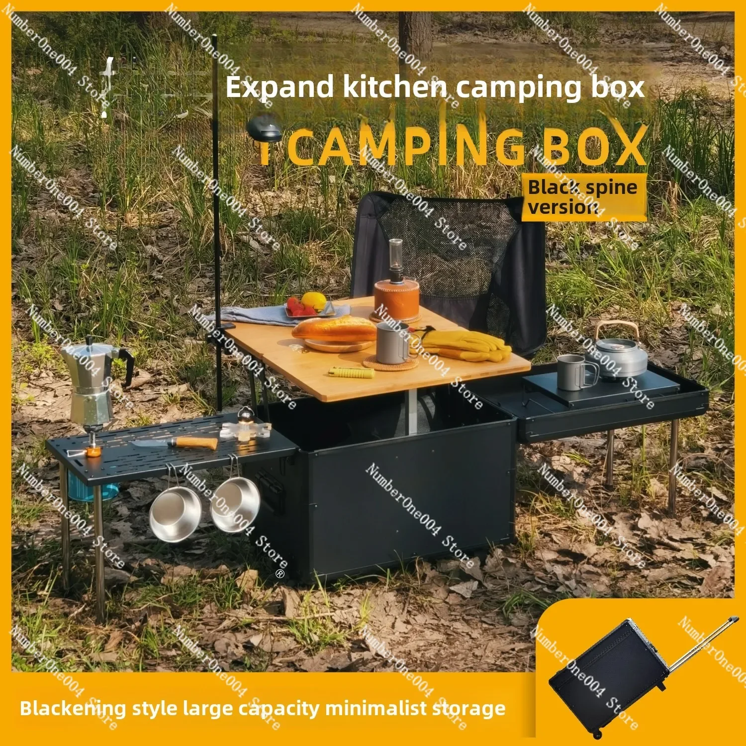 Outdoor Mobile Kitchen Car Camping Box Picnic Storage Folding Tea Table Coffee Expansion Blackening Ridge