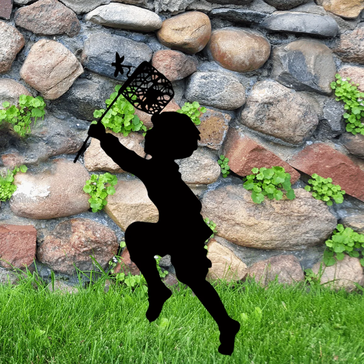 

CIFBUY Deco Metal Garden Decorative Ground Inserts Boys and Girls Outdoor Decor Catch Butterfly Pattern Garden Decorative Piles