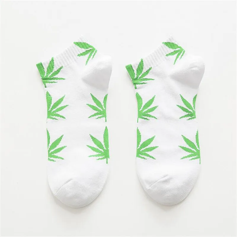 Fashion Men Weed Short Socks Spring Summer Soft Breathable Cotton Ankle Maple Leaf Casual Couple Socks For Man\'s Women\'s