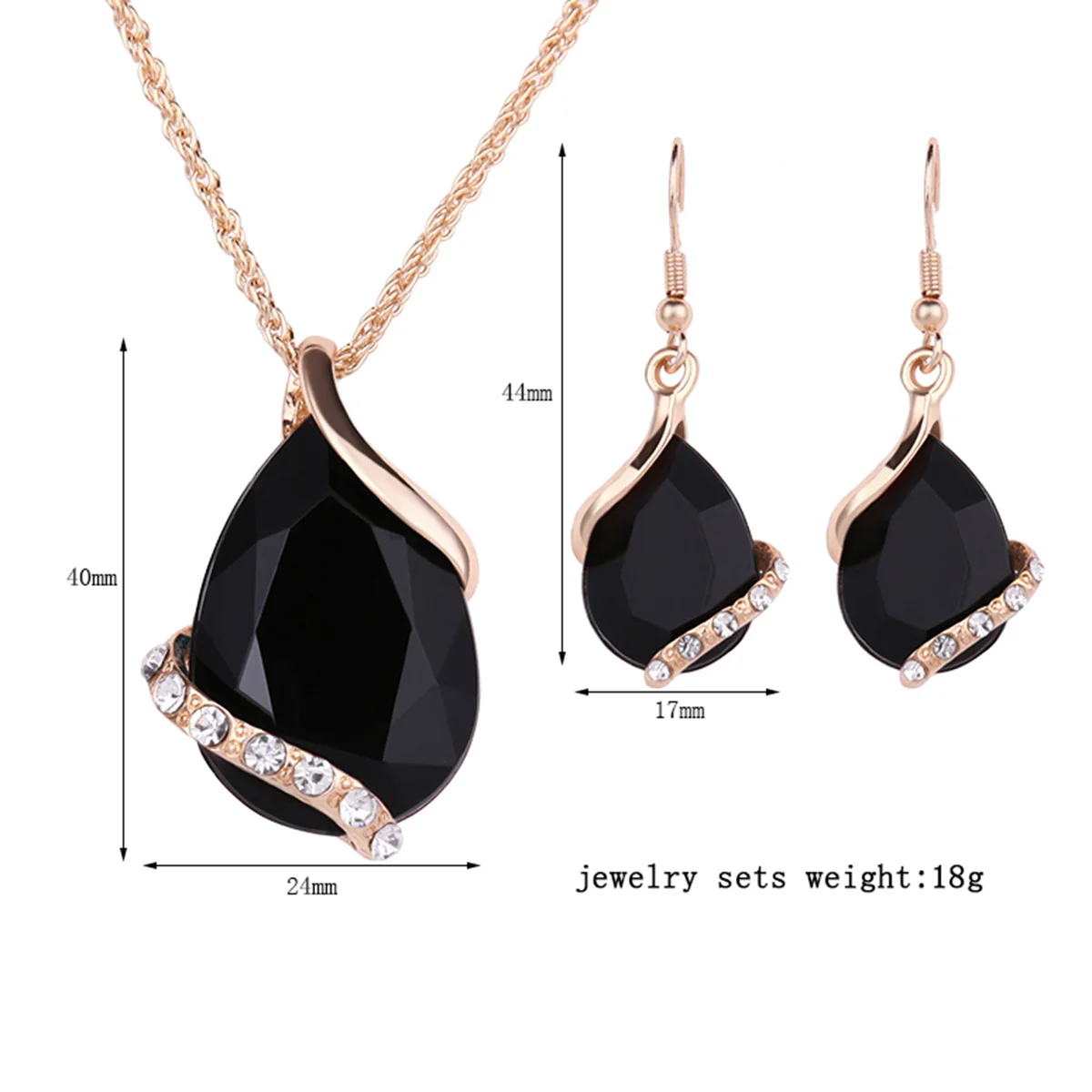 

Water Drop Crystal Necklace Earrings Set Black Exquisite Alloy Jewelry for Wedding Prom Party Church Dancing Picnic Special