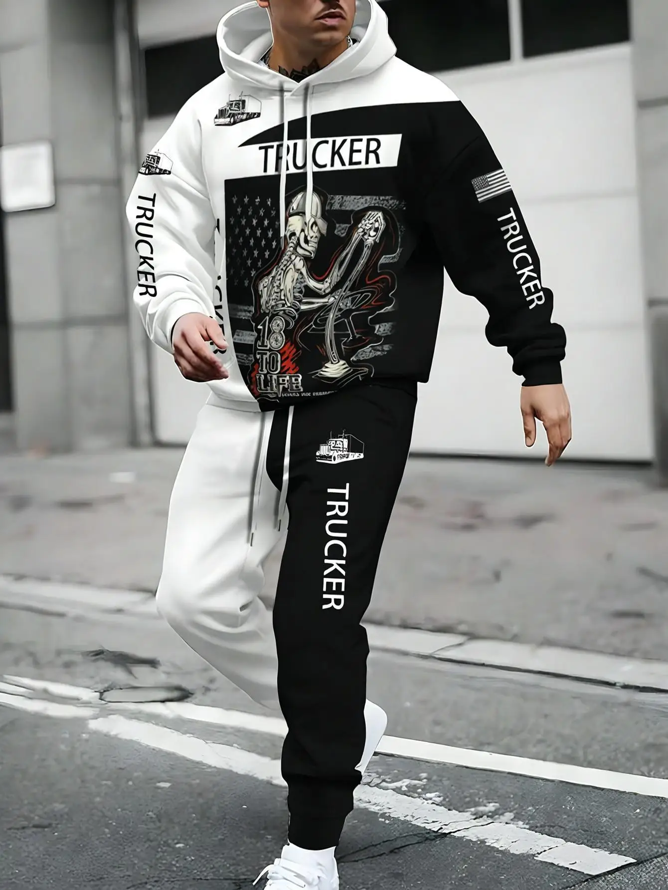 

Зима-Осень 2029, комплект с капюшоном и спортивными штанами, модная уличная одежда и домашний отдых, стиль унисекс, классическая одежда с 3D принтом