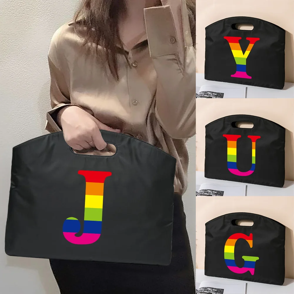 

Briefcase Women's Computer Document Handbag Large Capacity Handbag Rainbow Printing Series Business Laptop Bag Case