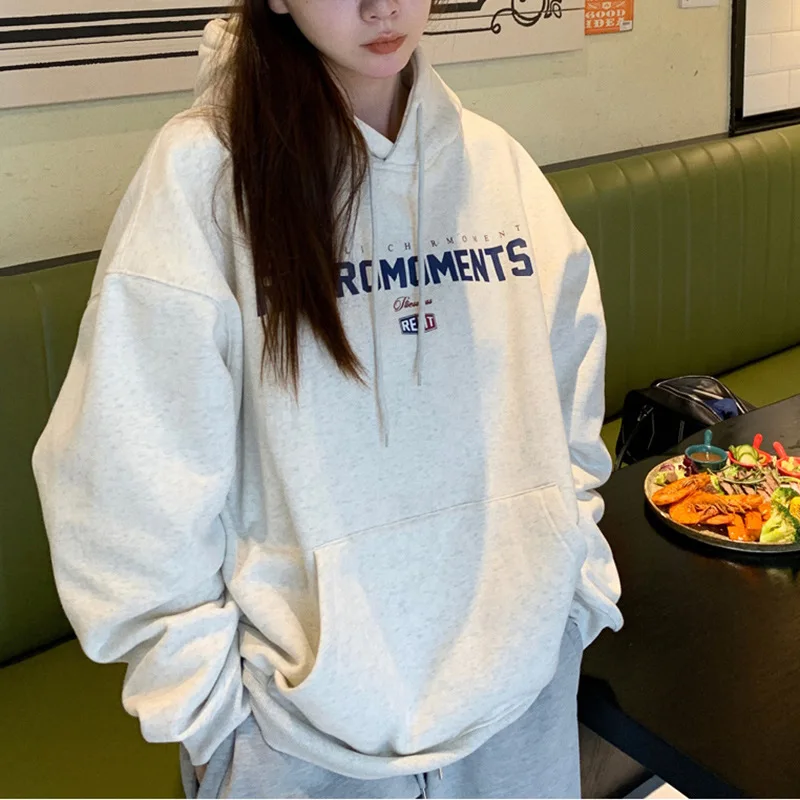 

Autumn Loose Hooded Grunge Y2k Clothes Warm Pullovers Oversized Letter Print Hoodies Women Vintage Streetwear Sweatshirt