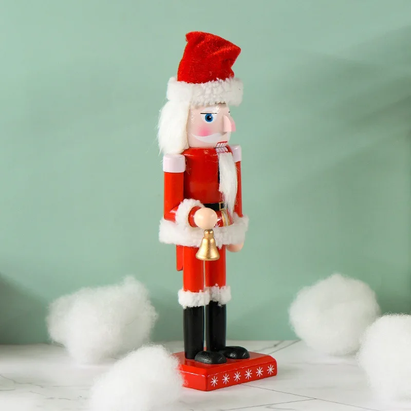 25CM Christmas Santa Claus Nutcracker Puppet Wooden  Vintage Handcrafts New Year Gift  Home Office Decoration Ht221