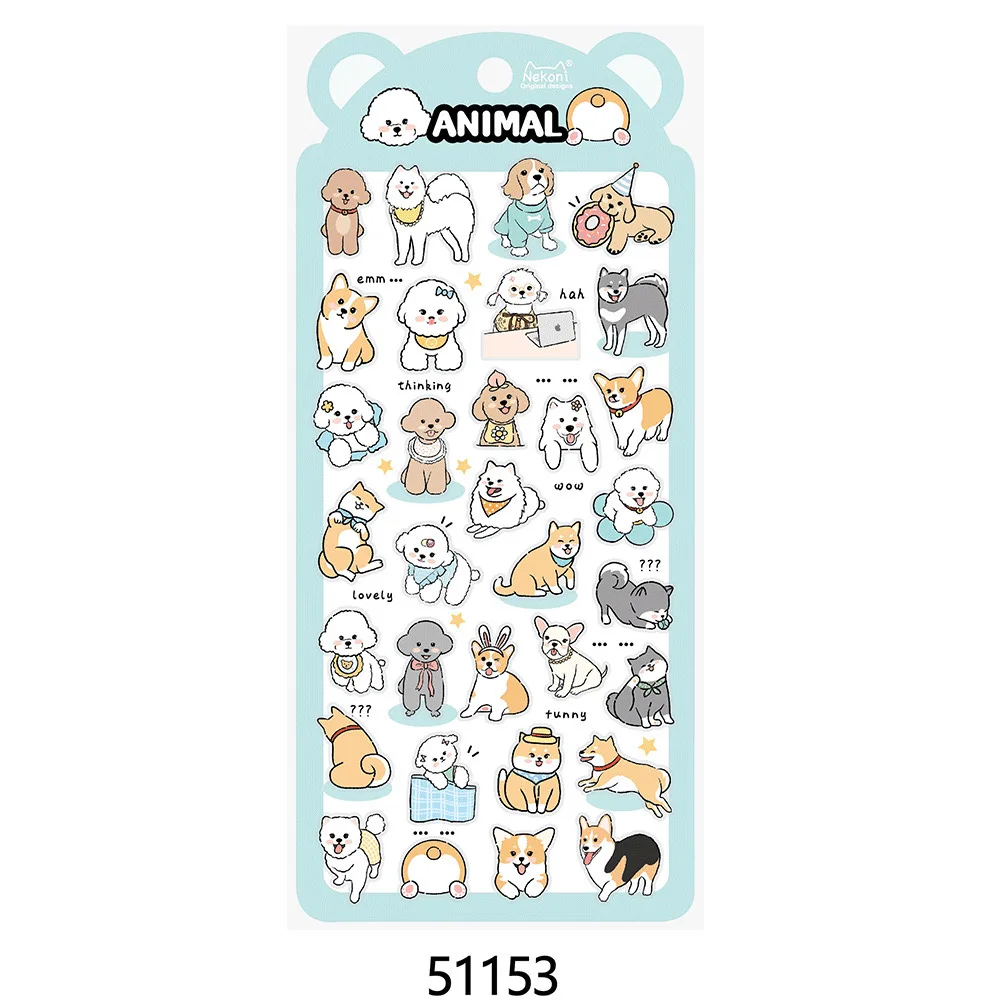 Kawaii Stickers Cartoon Animals Pets Cat Dog Hand Account Decorative Sticker Gifts Kids Toy